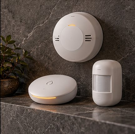 Sensores inteligentes de fumaça, vazamento e presença